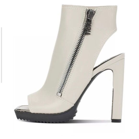 NEW DKNY Malia Square Toe Slingback Shooties Women Sz 9 Ivory Leather Block Heel - Picture 2 of 13